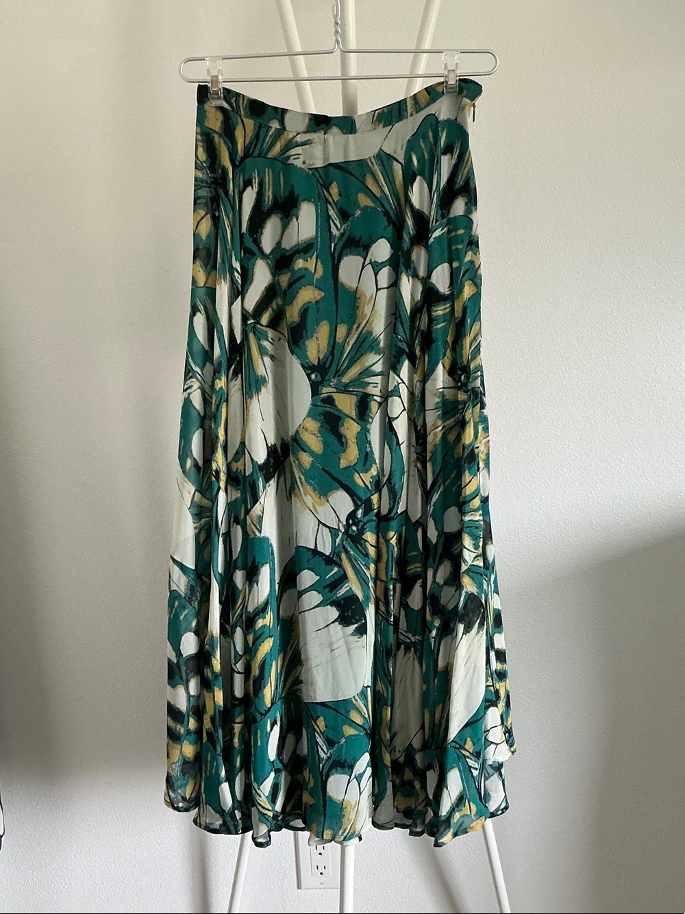 Anthropologie Teal, White & Gold Floral Maxi Skirt - Picture 2 of 8